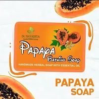 Dr. Navadiya Papaya Bath Soap For Tan removal, Treats Oily Skin, Dry Skin, Deep Pore Cleansing - 3 Soap Combo-thumb1