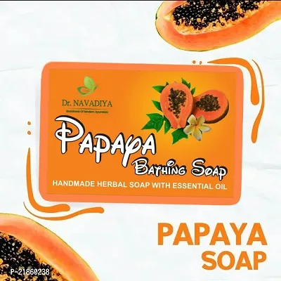 Dr. Navadiya Papaya Bath Soap For Tan removal, Treats Oily Skin, Dry Skin, Deep Pore Cleansing - 3 Soap Combo-thumb2