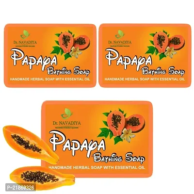 Papaya Natural Handmade Bathing Soap - Smooth, Youthful  Glowing Skin (3 Soap Combo - 300gm)