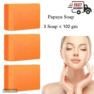 Skin Lightening, Deep Cleansing  Dirt Removal Papaya Soap Bathing Bar - 3 Soap