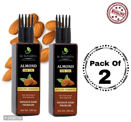 Almond Hair Oil For String  Shiny Hair - Pack of 2 (Suitable For All)
