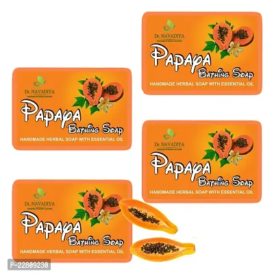 Papaya Herbal Bathing Soap for Tanning | Natural Soap  | Suitable for All Skin Types, Pack of 4 | Super Saver Pack