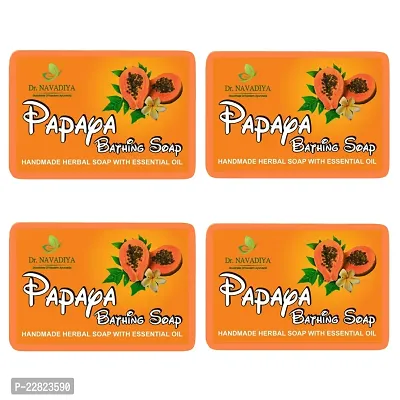 Papaya Moisturizing Bathing Soap for Soft, Glowing Skin  Body | For Men  Women - 4 Soap Combo (400 gm)