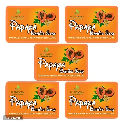 5 - Papaya Handmade Soap for moisturized, nourished and shining Skin (Suitable For All Types of Skin)-thumb0