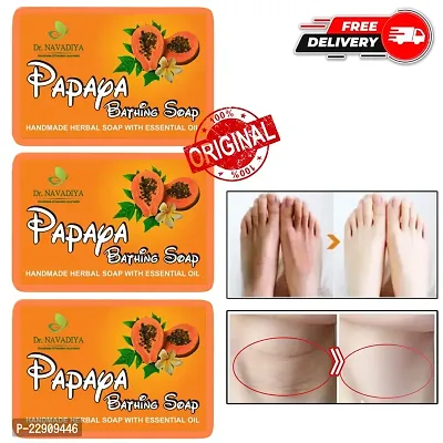 Premium Quality Papaya Bath Soap | Deeply cleanses and detoxifies | Suitable for Men  women | 3 Soap Combo (300gm)-thumb0