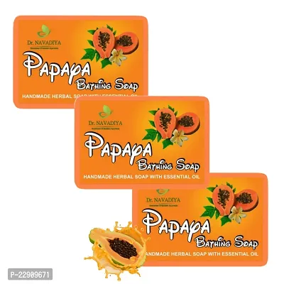 Natural Papaya Bath Soap For Soft, Clear, Smooth  Tone Skin - 3 Soap Combo Offer (300gm)