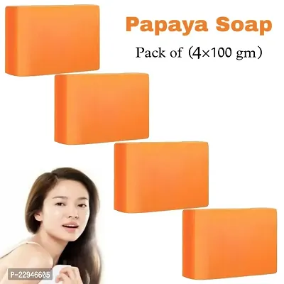 Papaya Hadmade Skincare Moisturizing Beauty Bathing Soap Bar | Papaya Soap | 4 Soap Combo (400 gm)-thumb0