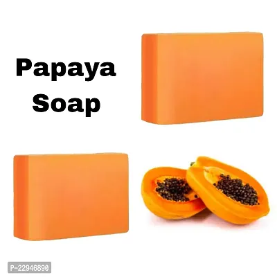 Papaya Bathing Soap For Soft, Glowing skin | Refreshing Fragrance | 2 Soap Combo (200 gm)-thumb0