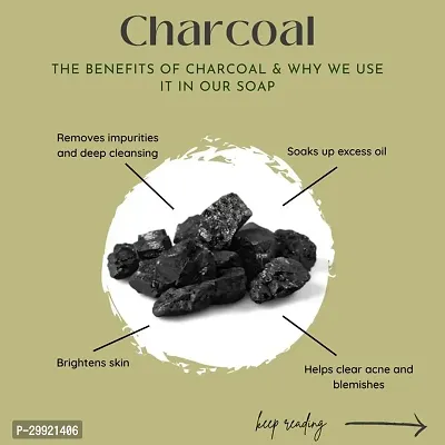 Charcoal Natural Hand Made Bathing Soap (Skin Moisturising, Improve Skin Elasticity) - Pack of 3 Soap (300gm.)-thumb3