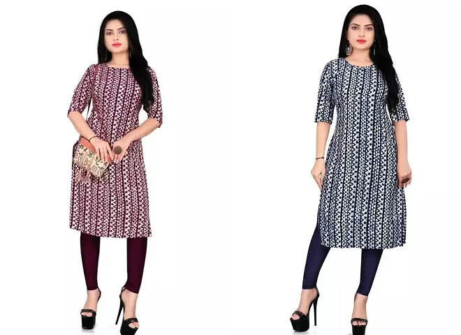 VJ Enterprise Elegant Stylish Crepe Kurtis pack of 2