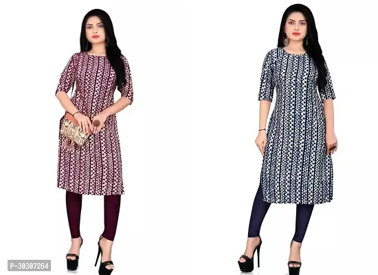 Stylish Multicoloured Crepe Kurta For Women Pack of 2-thumb0