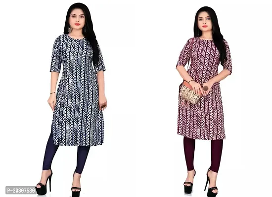 Stylish Multicoloured Crepe Kurta For Women Pack of 2-thumb0