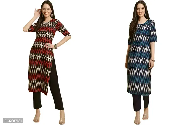 Stylish Multicoloured Crepe Kurta For Women Pack of 2-thumb0