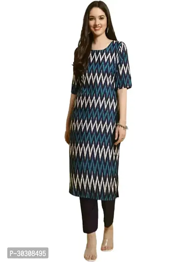 Stylish Navy Blue Crepe Kurta For Women-thumb0