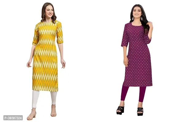 Stylish Multicoloured Crepe Kurta For Women Pack of 2