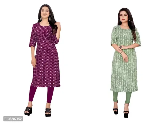 Stylish Multicoloured Crepe Kurta For Women Pack of 2-thumb0