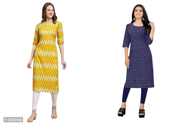 Stylish Multicoloured Crepe Kurta For Women Pack of 2-thumb0