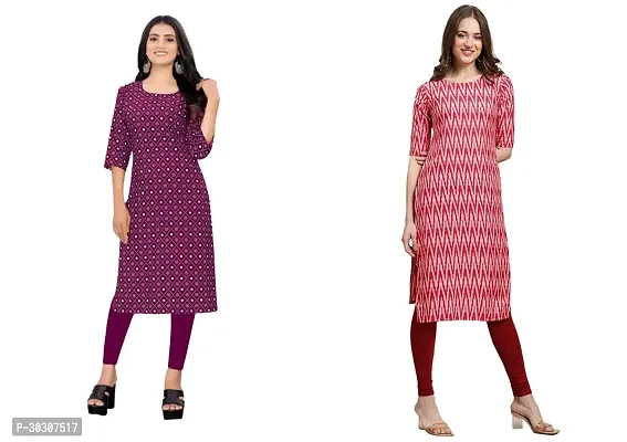 Stylish Multicoloured Crepe Kurta For Women Pack of 2