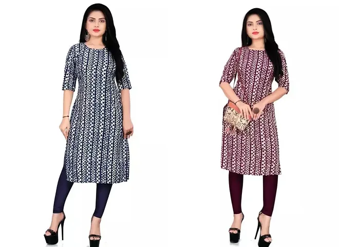 VJ Enterprise Elegant Stylish Crepe Kurtis pack of 2