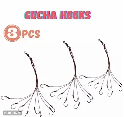 Premium Quality Indian Fishing Gucha Hook Set (Pack Of 3) With Swivel-thumb0
