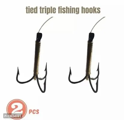 Premium Quality Fishing Hooks Tied With Three Hooks 10-0 Pack Of 2 Pcs-thumb0