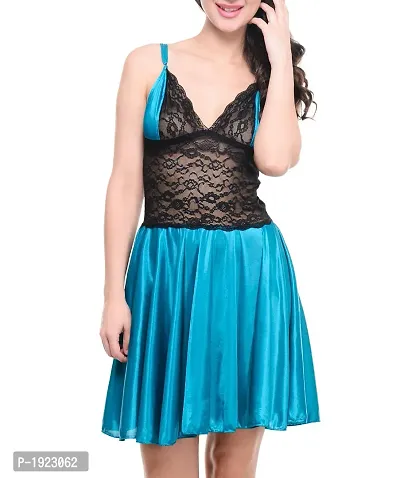 Turquoise Satin Baby Dolls-thumb0