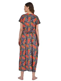 Women's Cotton Printed Multicoloured Nightwear Gowns-thumb2