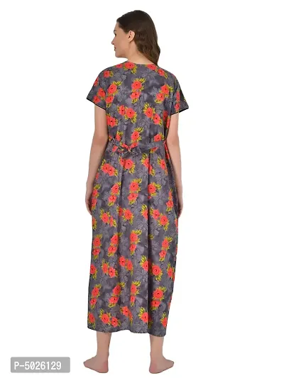 Women's Cotton Printed Multicoloured Nightwear Gowns-thumb3