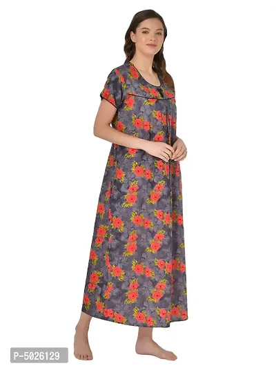 Women's Cotton Printed Multicoloured Nightwear Gowns-thumb2