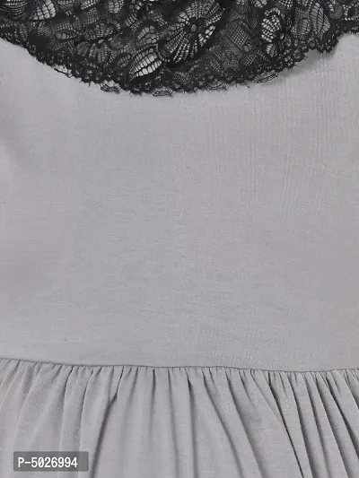 Stylish Grey Polyester Blend Solid Feeding  Night Dress For Women-thumb4