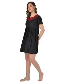 Stylish Black Polyester Blend Solid Feeding  Night Dress For Women-thumb1