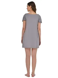 Stylish Grey Polyester Blend Solid Feeding  Night Dress For Women-thumb2