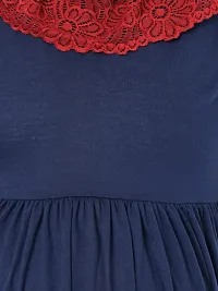 Stylish Navy Blue Polyester Blend Solid Feeding  Night Dress For Women-thumb3