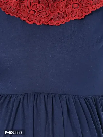 Stylish Navy Blue Polyester Blend Solid Feeding  Night Dress For Women-thumb4