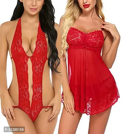 Stylish Fancy Net Babydoll For Women Pack Of 2-thumb0