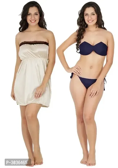 Sheer Net Hot Navy Blue Babydoll Bikini Night Dress for Honeymoon K9MN