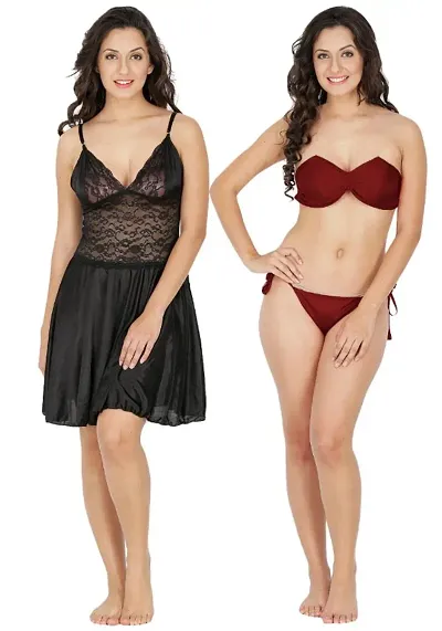 SATIN Sexy Night Dress / Baby Dolls BIKINI SET