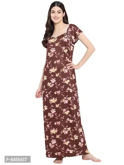 Classic Polyester Blend Printed Maxi Nighty for Women-thumb0