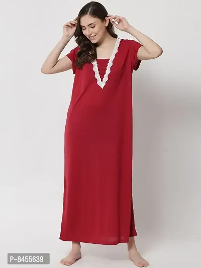 Classic Viscose Solid Maxi Nighty for Women-thumb0