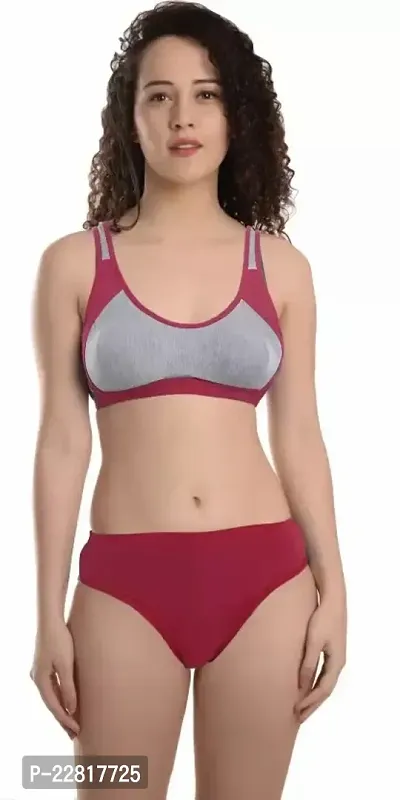 Fancy Cotton Blend Bra And Panty Set For Women