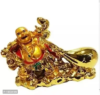 Vastu Feng Shui Laughing Buddha Drag The Money Potli Showpiece - 10 Cm