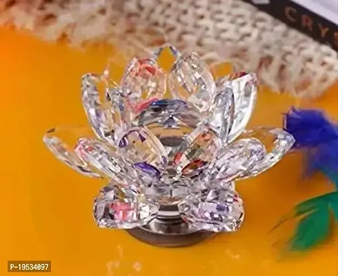 Home Decor Items Positive Energy Fengshui Crystal Lotus Flower (8.5 X 8.5 X 5 Cm)