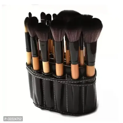 Professional 32 Pcs Wooden Make Up Brushes Set With PU Leather Roll On Pouch-thumb0