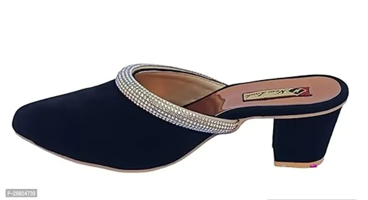Women Velvet Block Heel Sandals With Diamond Design-thumb0