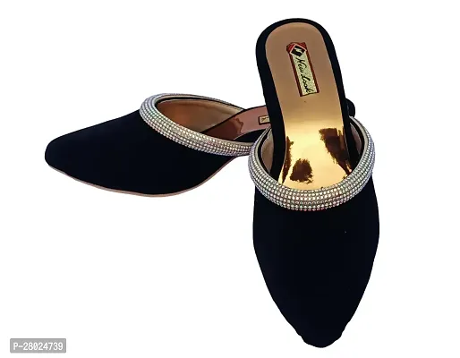 Women Velvet Block Heel Sandals With Diamond Design-thumb4