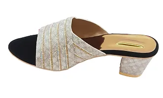 Women Nappa Block Heel Sandals With Diamond Design-thumb1