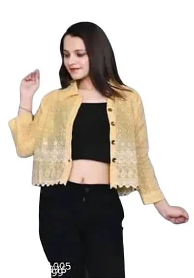 Star Women's Solid Chicken work, fabric jacket. (S, Yellow)