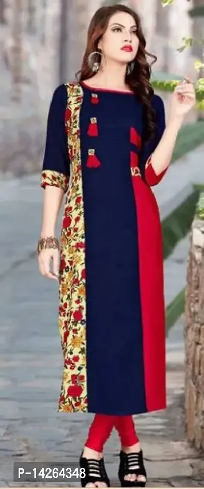 Stylish Printed Cotton Kurta For Women-thumb0