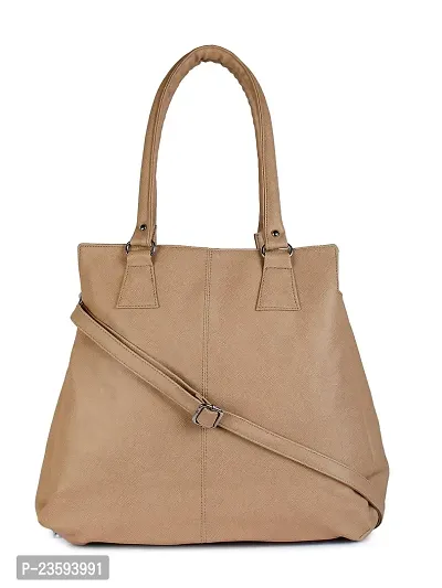 GLOSSY PU Handbag For Women (Beige)-thumb0