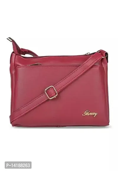 Stylish Red PU Solid Sling Bags For Women